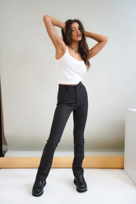 VRG GRL Fair Play Pants // Black Pinstripe sold by Verge Girl