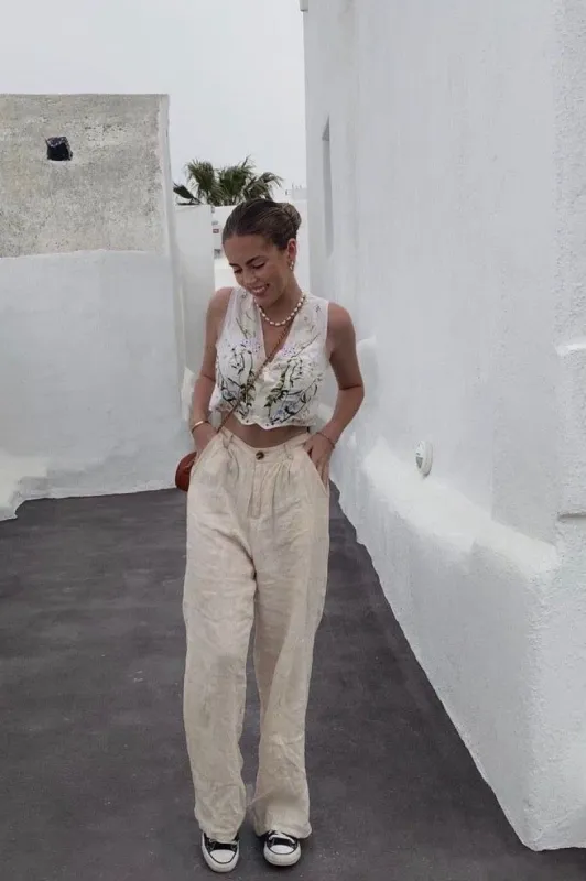 Keeping Cool Linen Pants Natural sold by Verge Girl