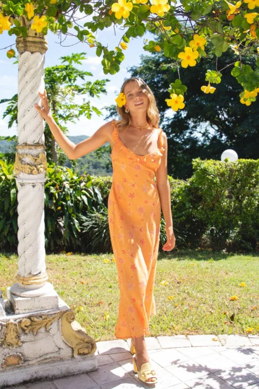 Rosalia Bias Cut Midi Dress Star sold by Verge Girl