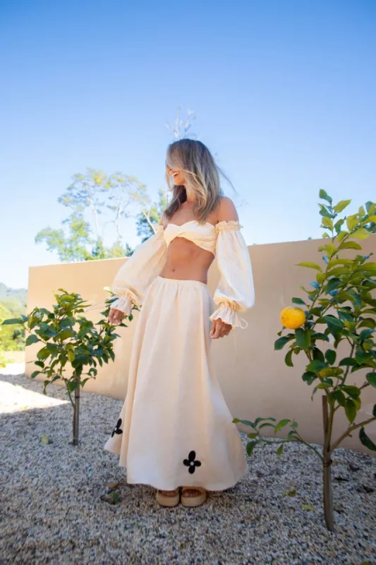 Slow Dancing Linen Midi Skirt Natural sold by Verge Girl