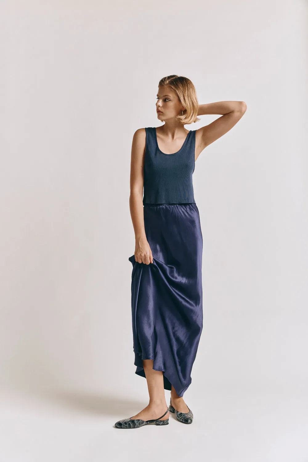 Florence Bias Cut Maxi Skirt Midnight sold by Verge Girl product image thumbnail 4