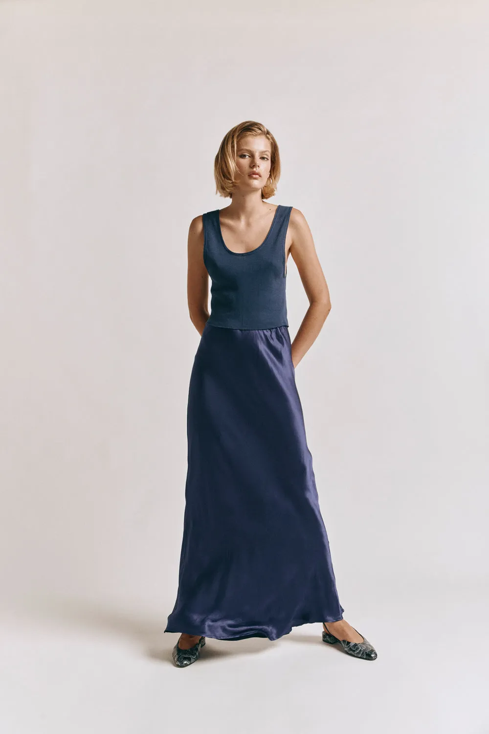 Florence Bias Cut Maxi Skirt Midnight sold by Verge Girl product image thumbnail 2