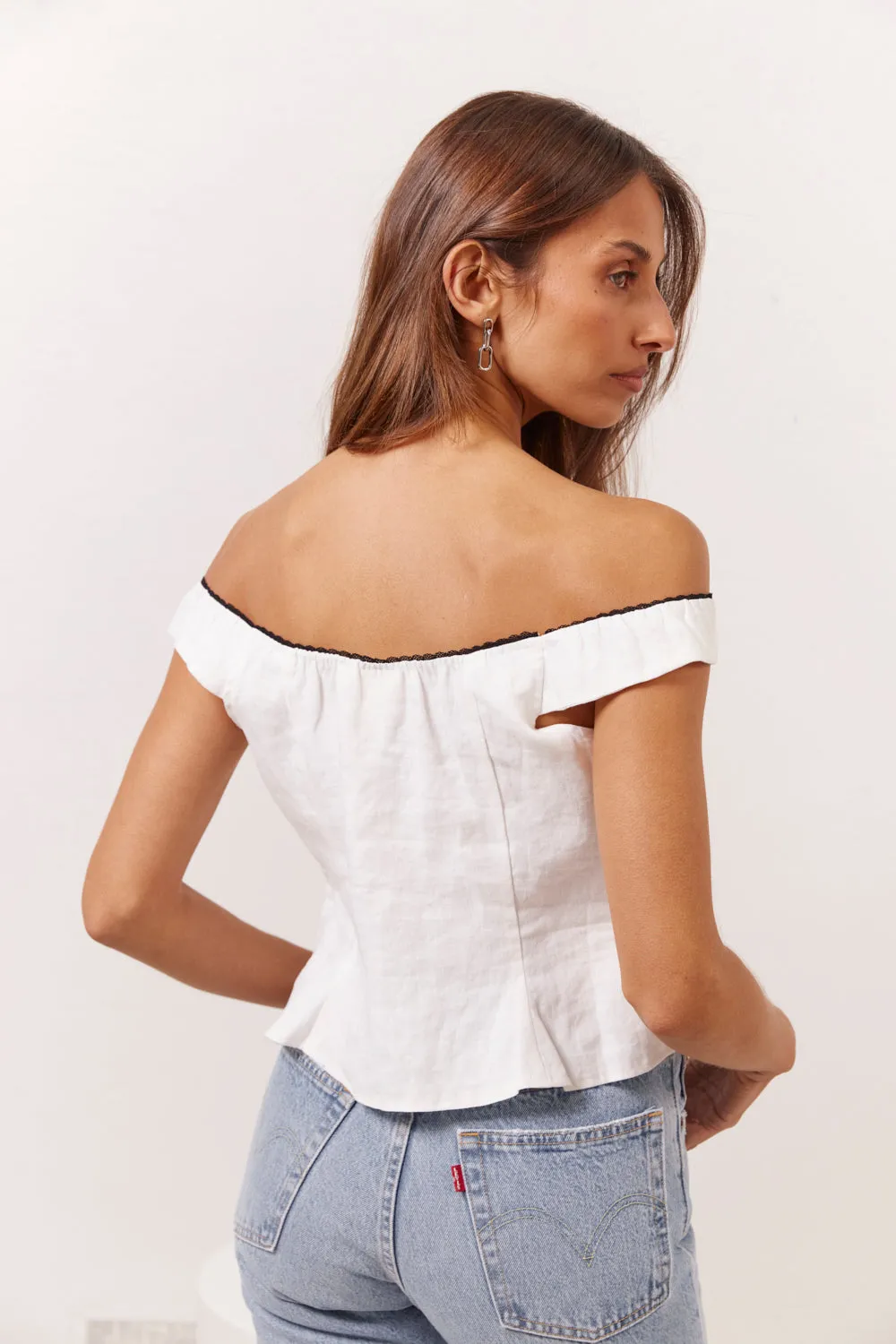 Fia Linen Top White sold by Verge Girl product image thumbnail 4