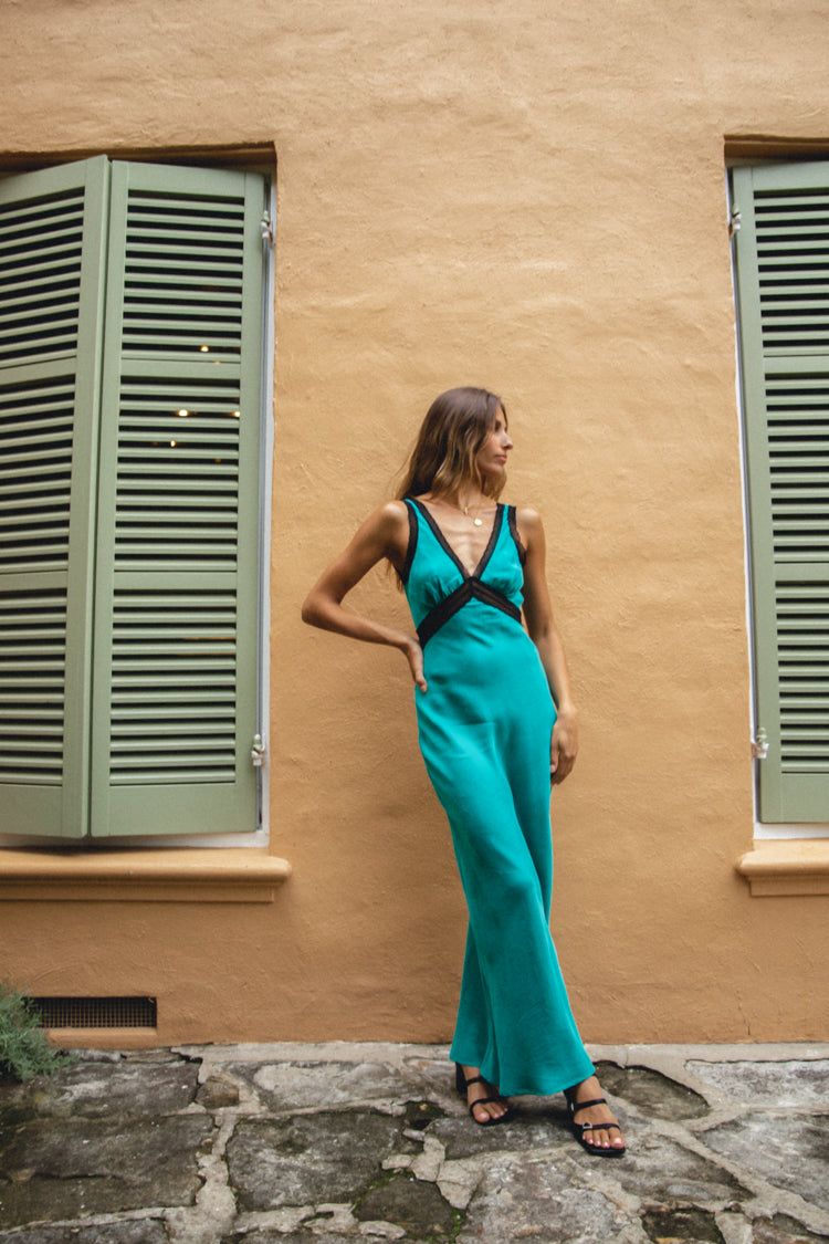 VRG GRL Meet Me On The Dance Floor Bias Cut Maxi Dress // Teal sold by Verge Girl product image thumbnail 8