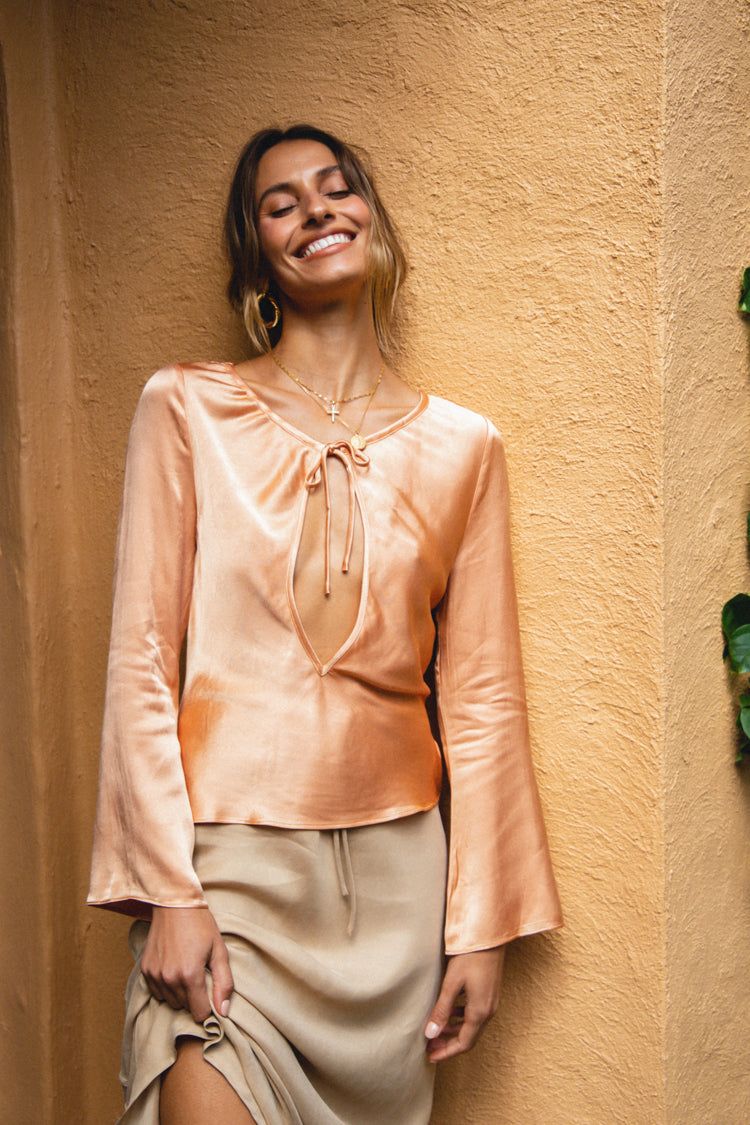 VRG GRL Celebrate Beauty Bias Cut Top // Apricot sold by Verge Girl