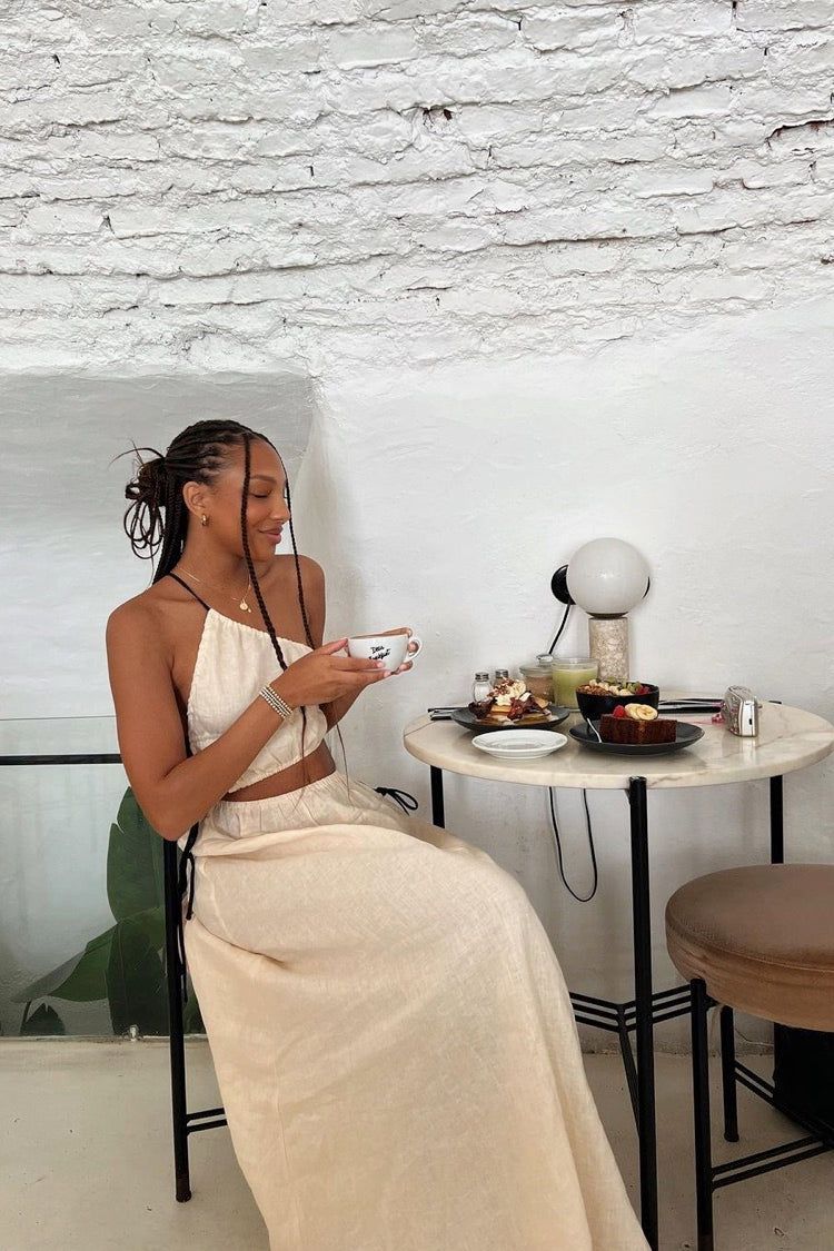 Te Amo Linen Maxi Dress Cream sold by Verge Girl product image thumbnail 5