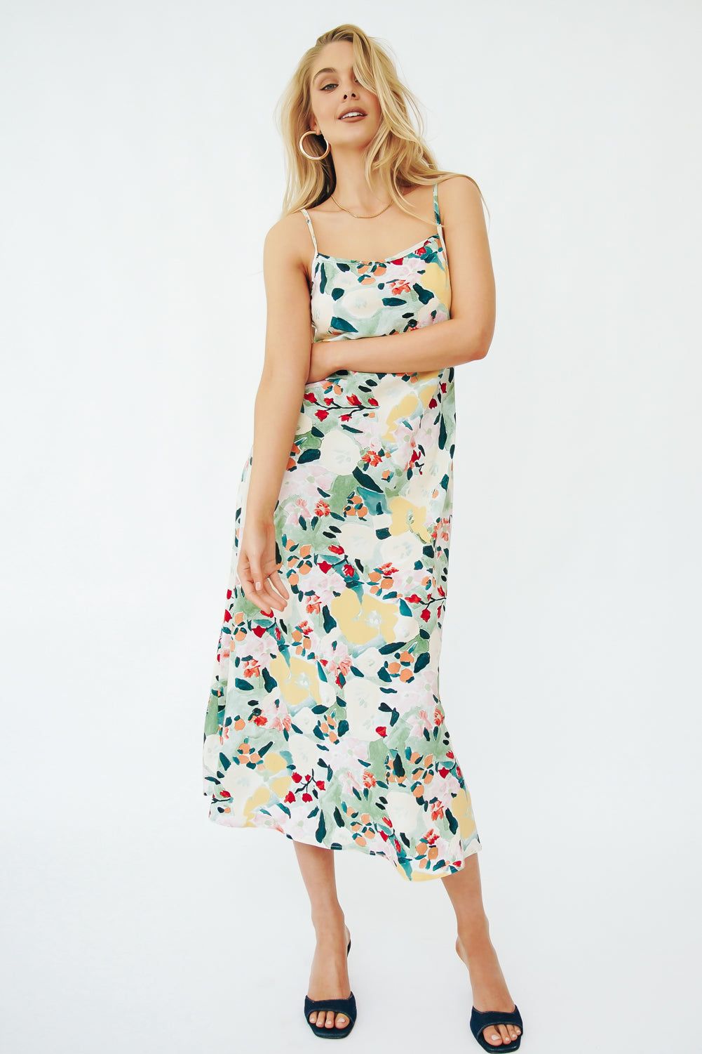 VRG GRL Flower Market Bias Cut Midi Dress // Floral sold by Verge Girl product image thumbnail 6