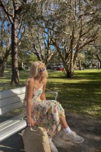 VRG GRL Flower Market Bias Cut Midi Dress // Floral sold by Verge Girl