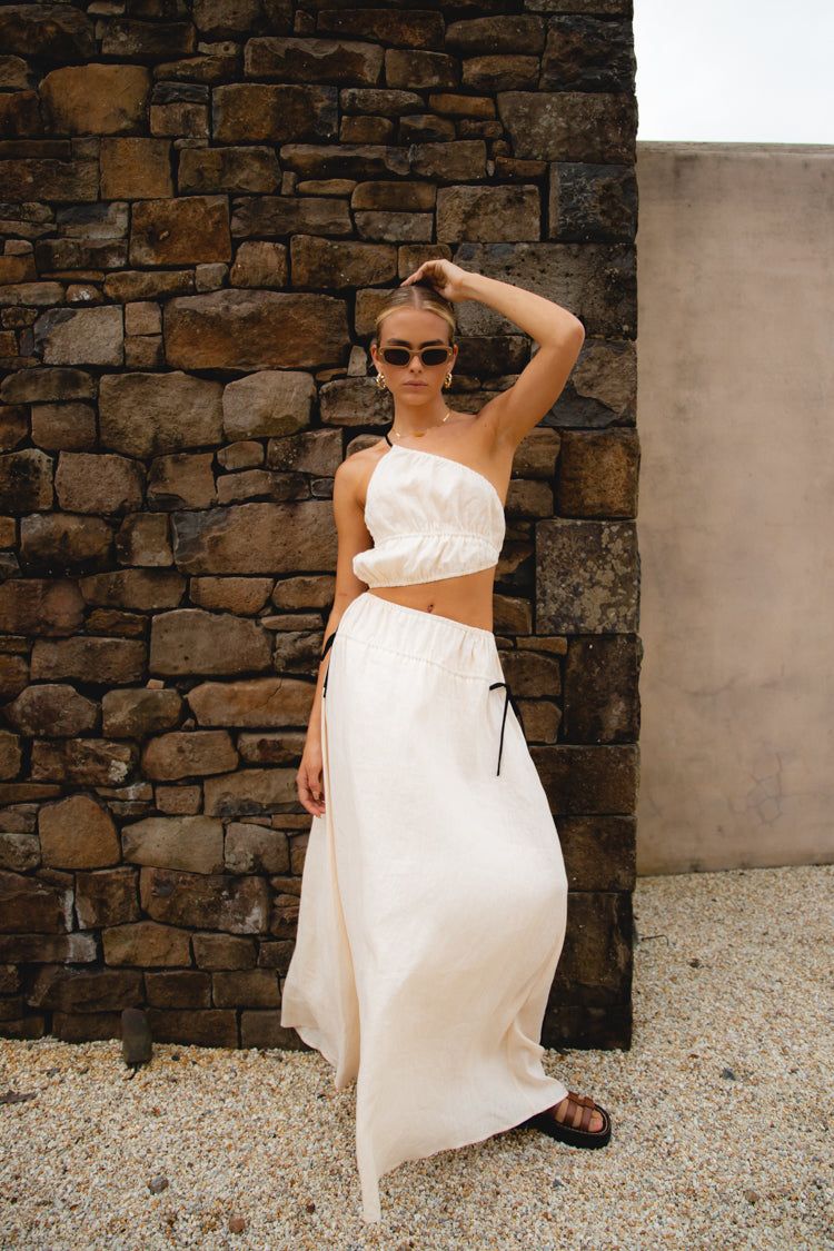 Te Amo Linen Maxi Dress Cream sold by Verge Girl