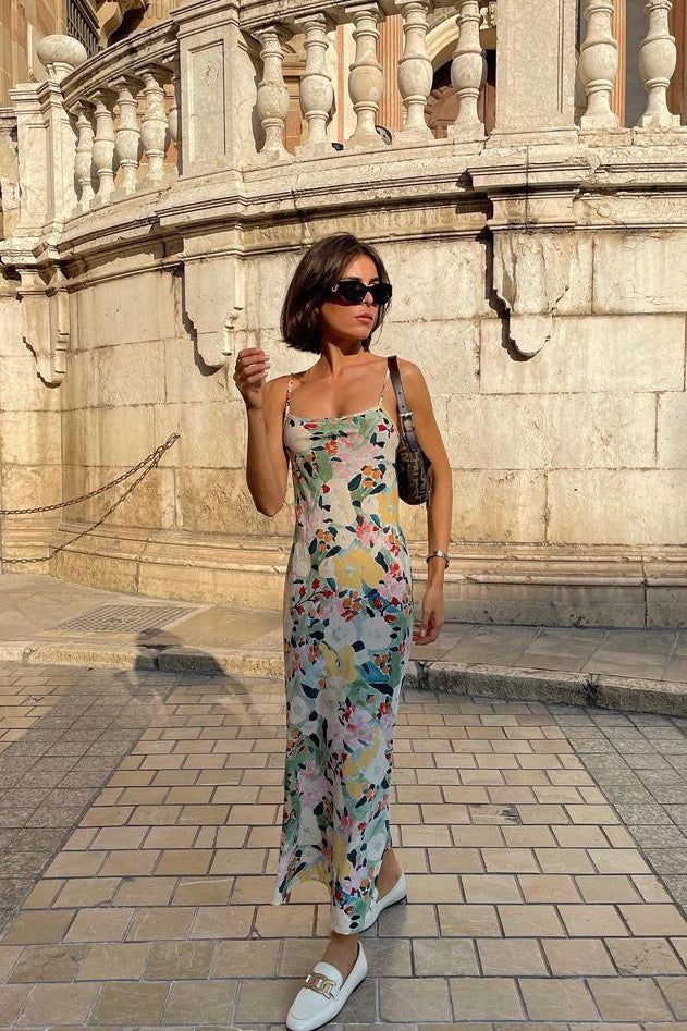 VRG GRL Flower Market Bias Cut Midi Dress // Floral sold by Verge Girl