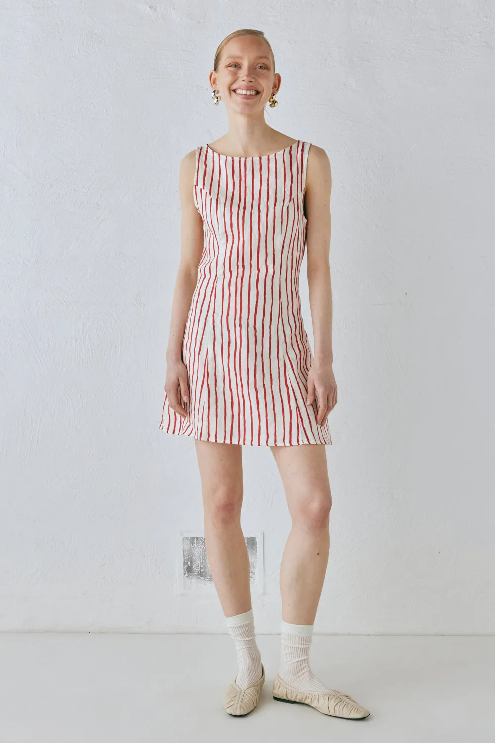 Chloe Linen Mini Dress Stripe sold by Verge Girl product image thumbnail 4