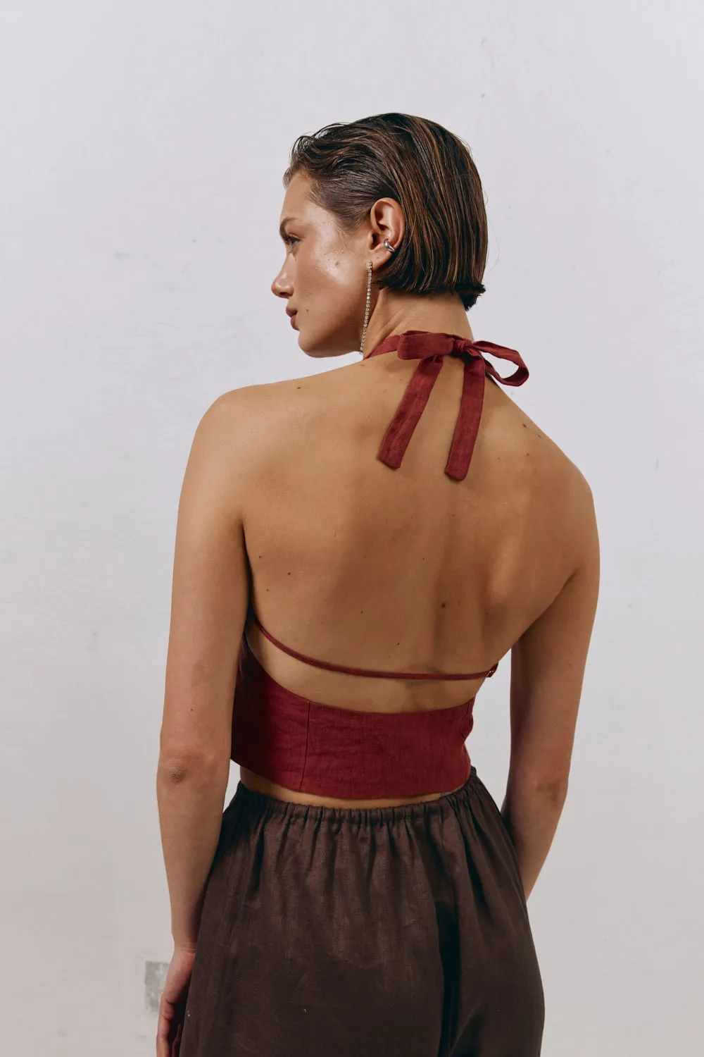 Los Cabos Linen Vest Wine sold by Verge Girl product image thumbnail 2