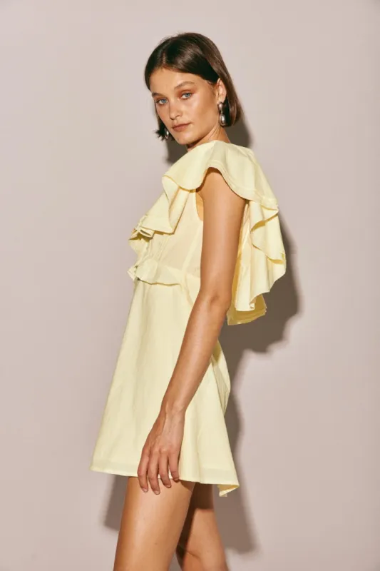 party nights frill mini dress lemon Party Nights Frill Mini Dress Lemon