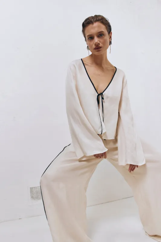 Moonscapes Tie Front Top Cream sold by Verge Girl