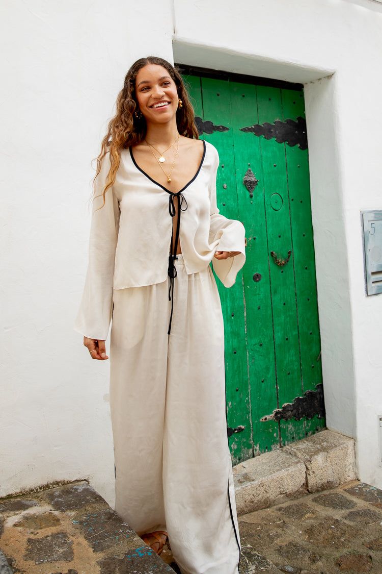 VRG GRL Moonscapes Tie Front Top // Cream sold by Verge Girl product image thumbnail 4