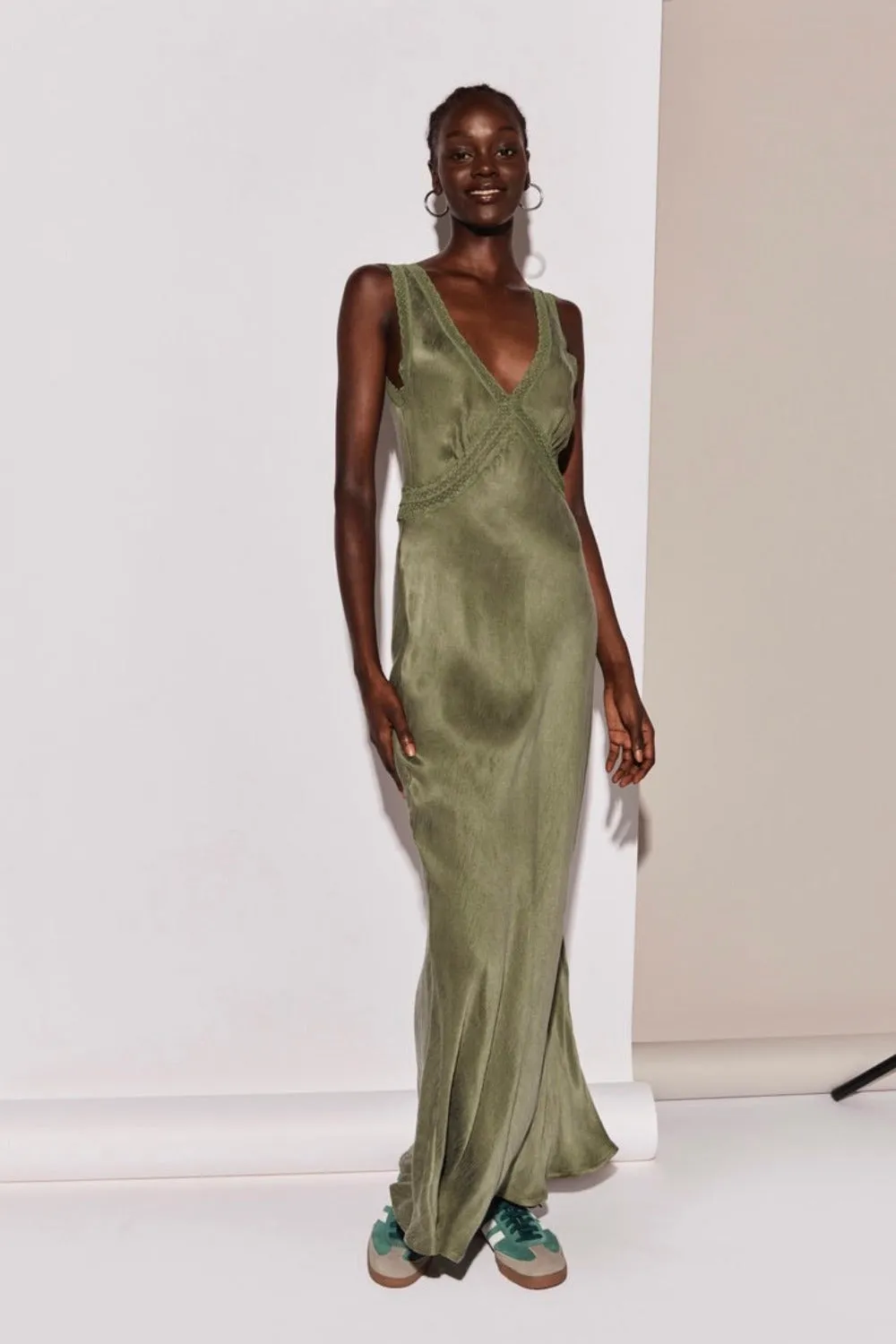 Meet Me On The Dance Floor Bias Cut Maxi Dress Forest sold by Verge Girl