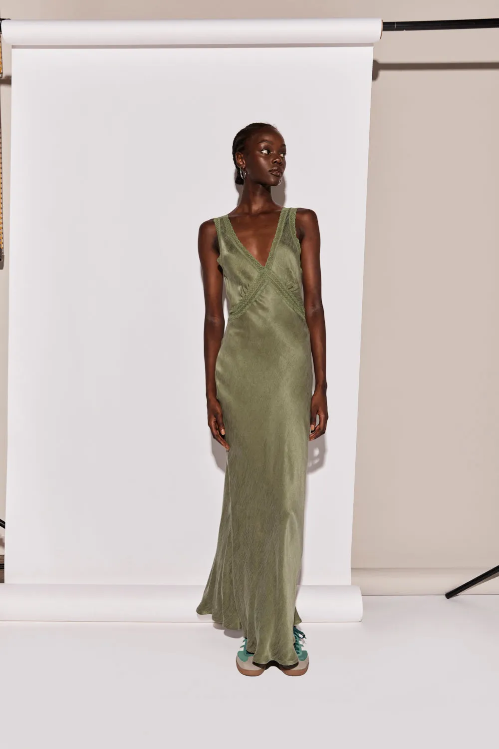 Meet Me On The Dance Floor Bias Cut Maxi Dress Forest sold by Verge Girl product image thumbnail 4