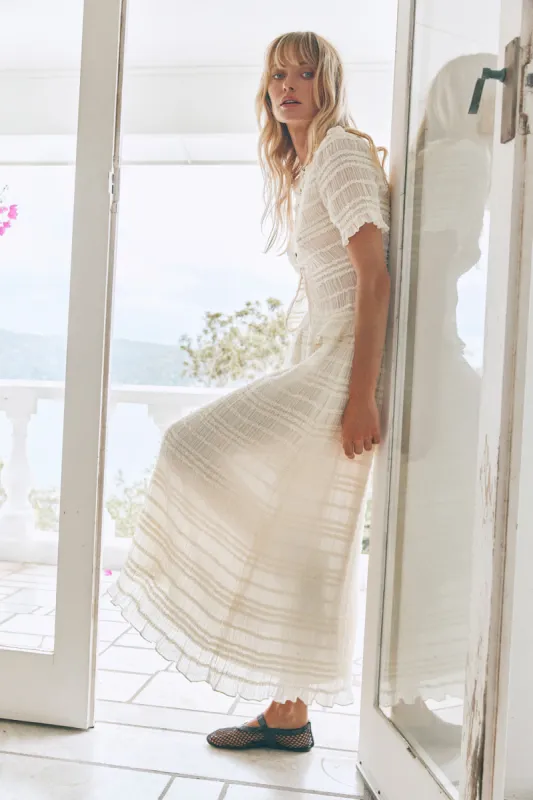 Mia Midi Skirt Cream sold by Verge Girl