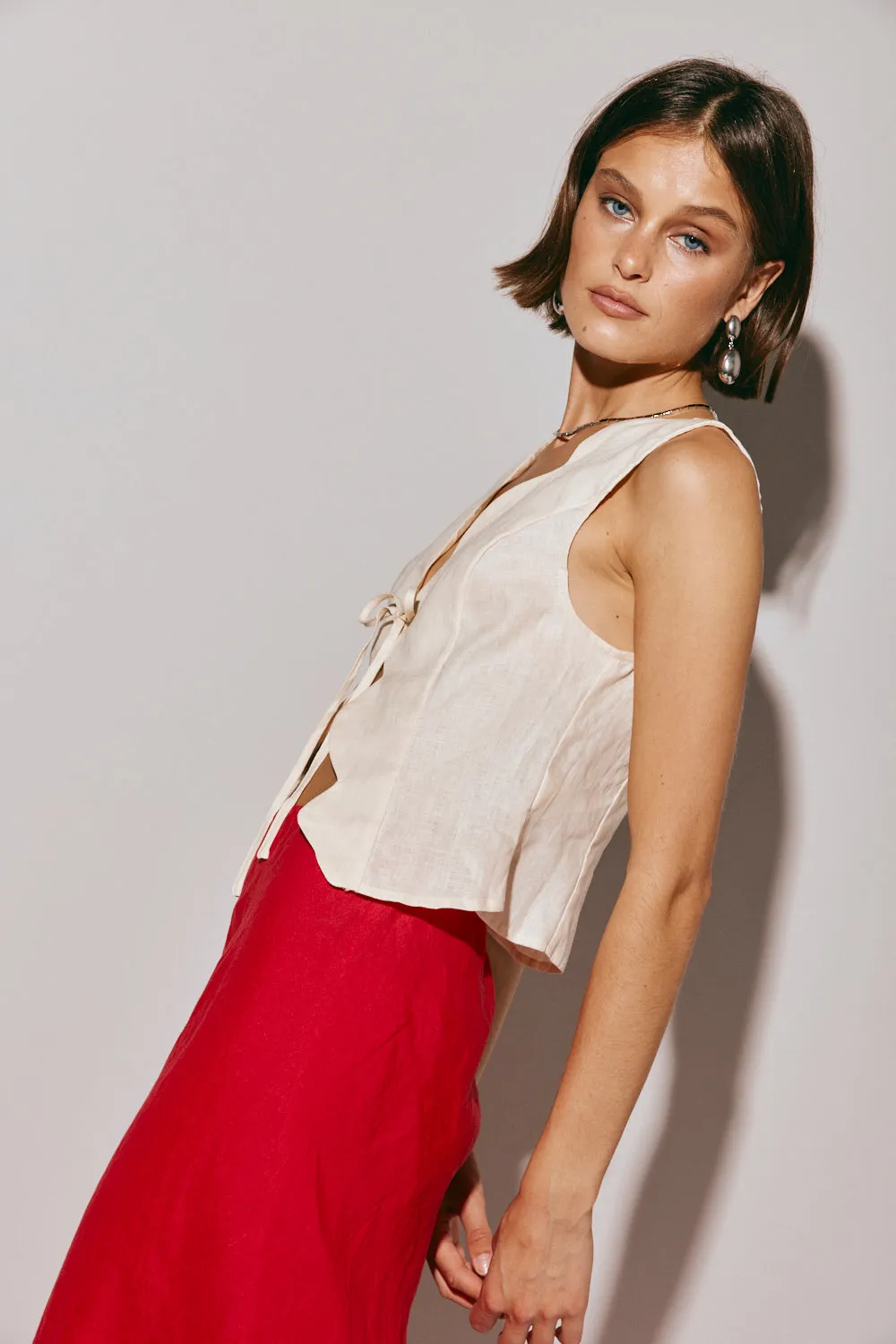 Yvonne Linen Top Cream sold by Verge Girl product image thumbnail 3