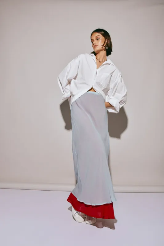 Sanne Maxi Skirt Powder Blue sold by Verge Girl