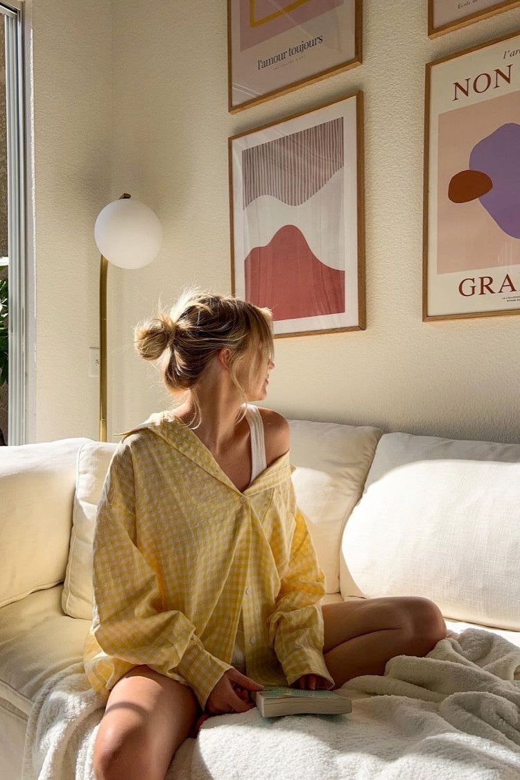 VRG GRL Holiday State Of Mind Button Up Shirt // Yellow sold by Verge Girl product image thumbnail 3