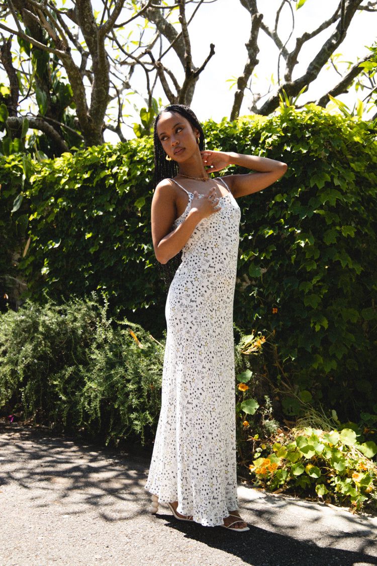 VRG GRL For The Love Bias Cut Maxi Dress // Print sold by Verge Girl