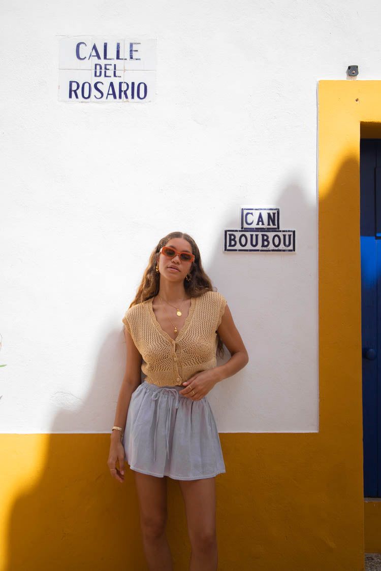 San Marco Linen Mini Skirt Slate sold by Verge Girl product image thumbnail 5