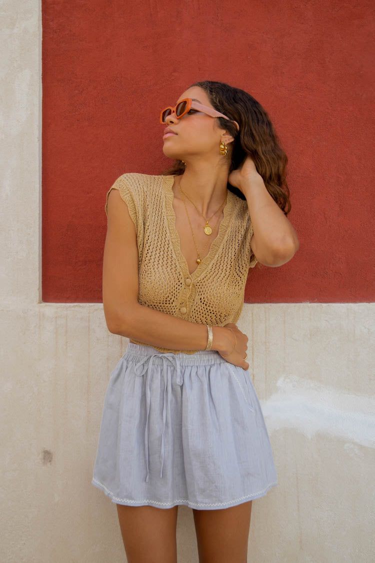 San Marco Linen Mini Skirt Slate sold by Verge Girl product image thumbnail 8