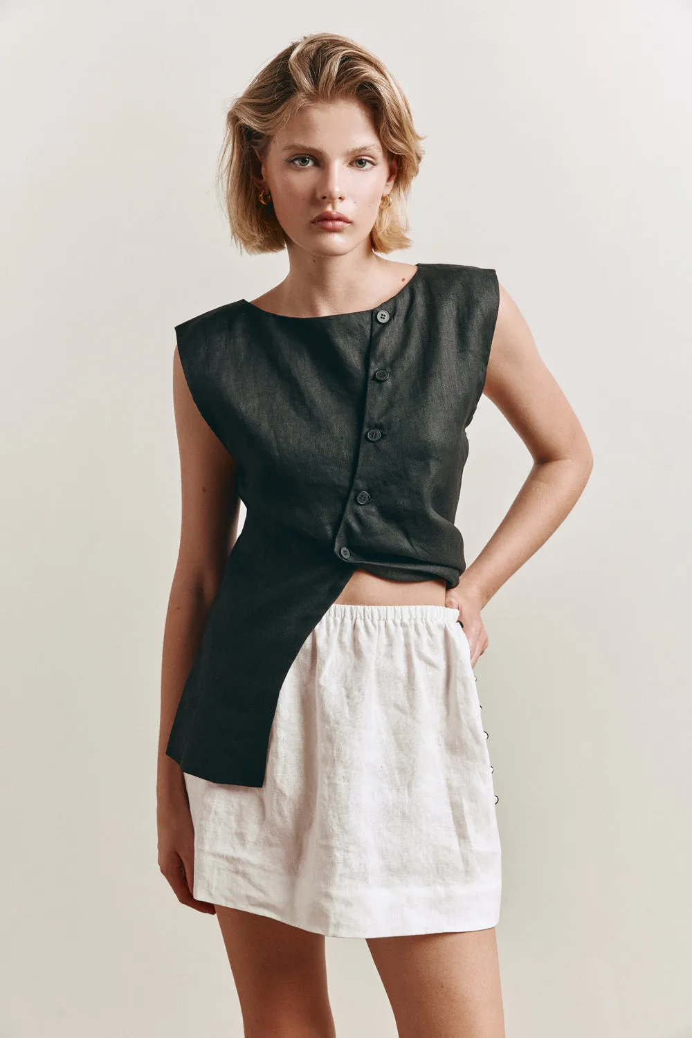Nature of Art Linen Mini Skirt White sold by Verge Girl product image thumbnail 3