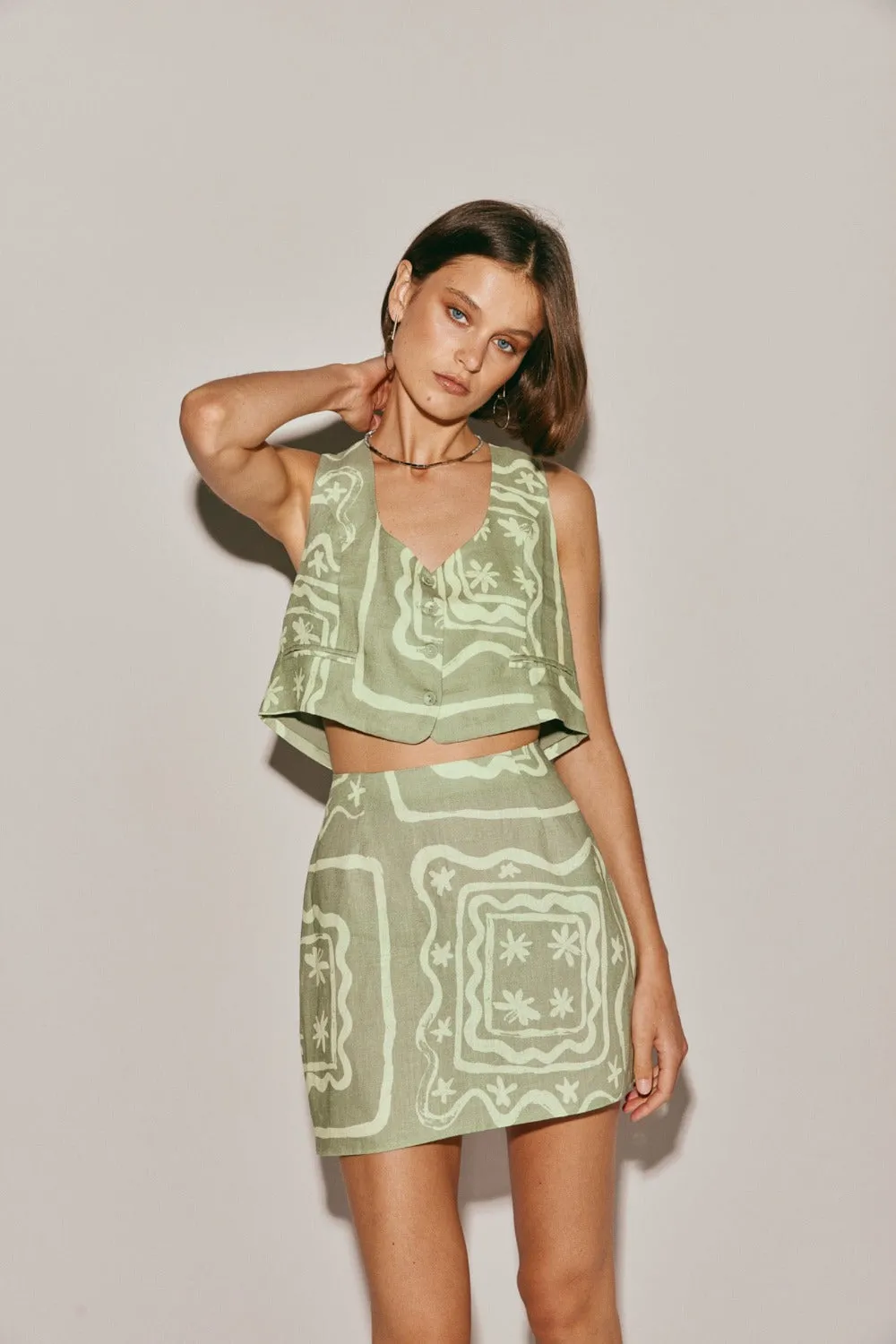 Quinn Linen Mini Skirt Prisma sold by Verge Girl product image thumbnail 3