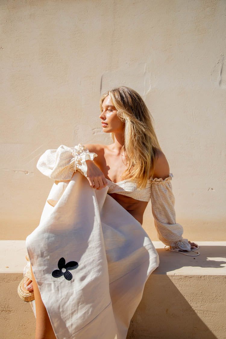 VRG GRL Slow Dancing Linen Midi Skirt // Natural sold by Verge Girl product image thumbnail 6