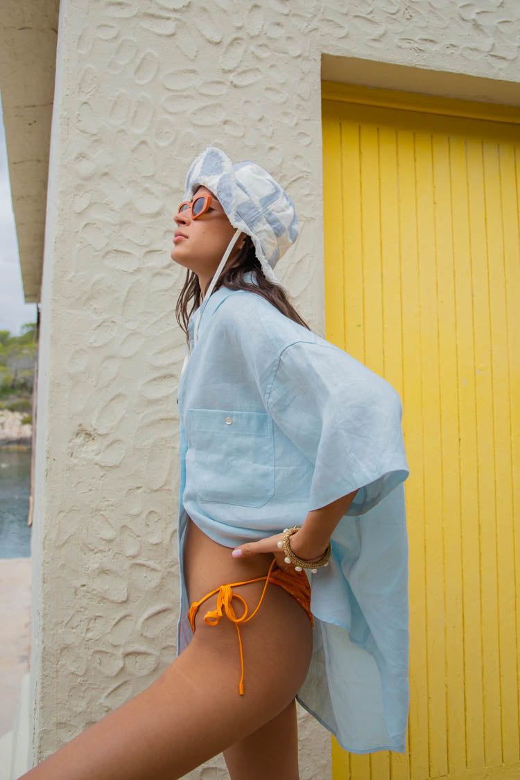 VRG GRL Capri Linen Button Front Shirt // Sky sold by Verge Girl product image thumbnail 3