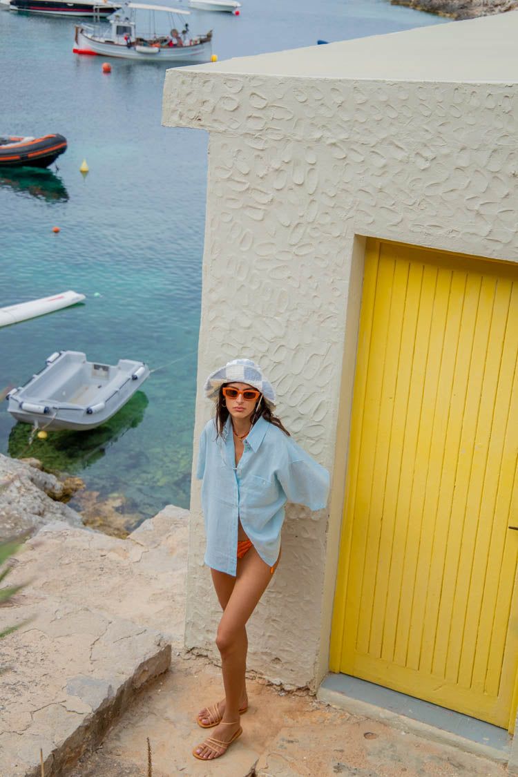 VRG GRL Capri Linen Button Front Shirt // Sky sold by Verge Girl product image thumbnail 6