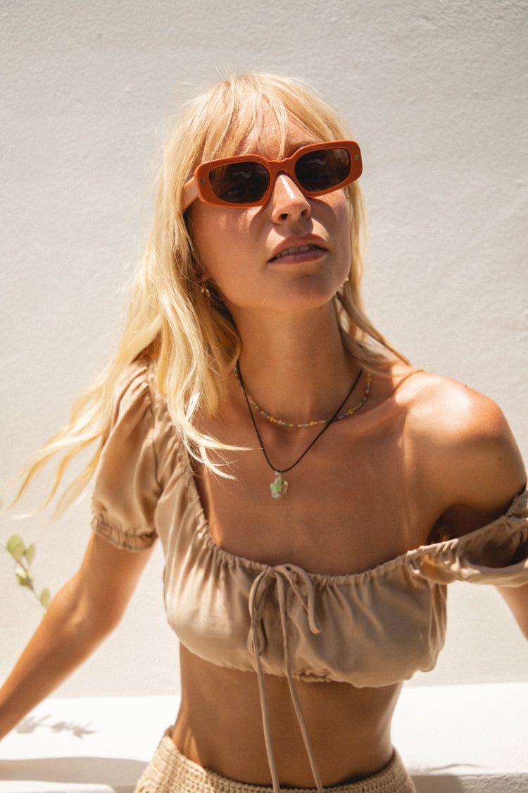 VRG GRL Italian Villa Tie Front Crop // Beige sold by Verge Girl product image thumbnail 7