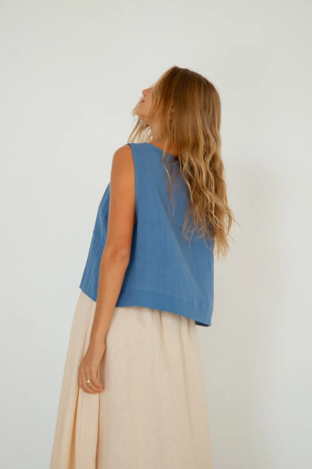 Nessa Linen Smock Top Navy sold by Verge Girl product image thumbnail 4