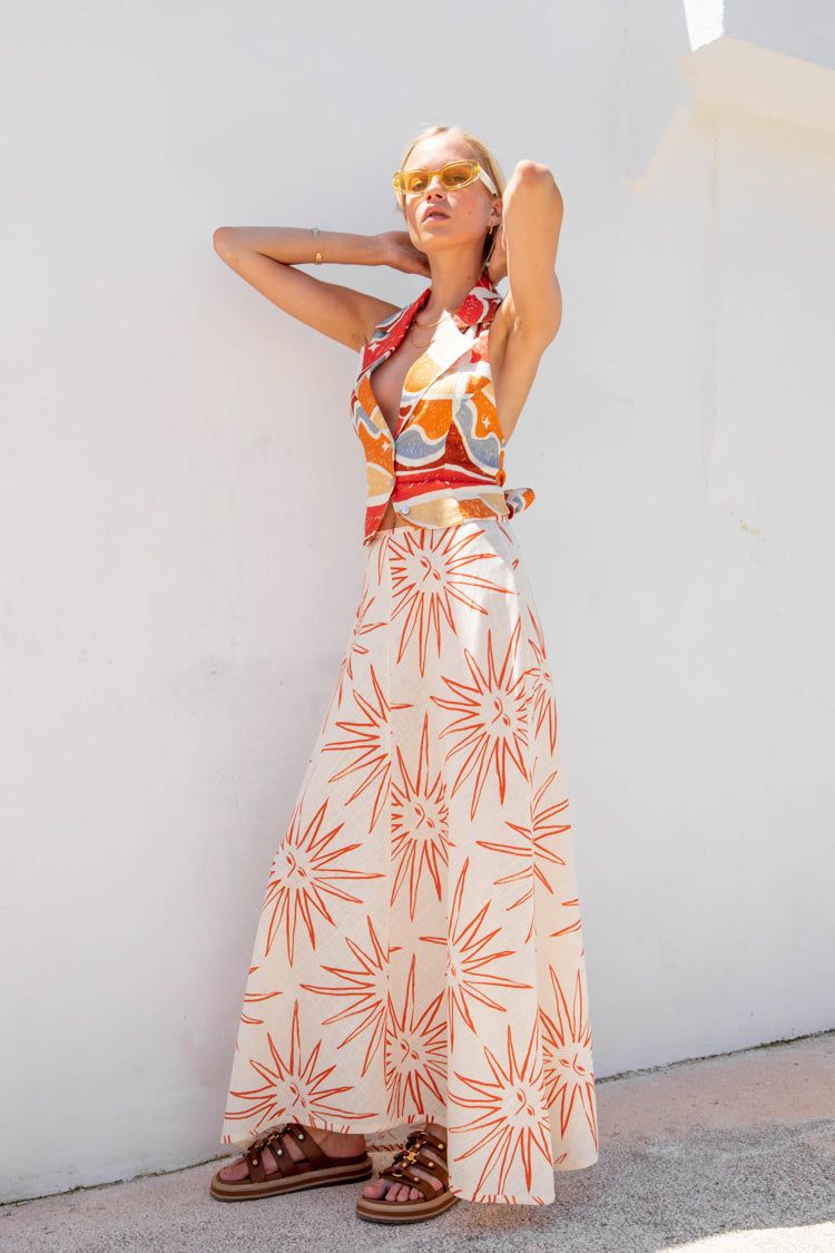 Carmine Bias Cut Maxi Skirt Sundazed sold by Verge Girl