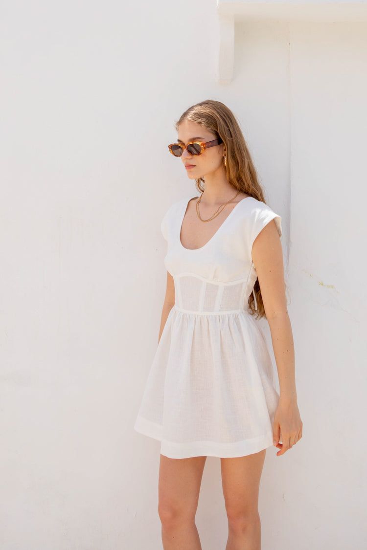 Camille Linen Mini Dress White sold by Verge Girl product image thumbnail 5