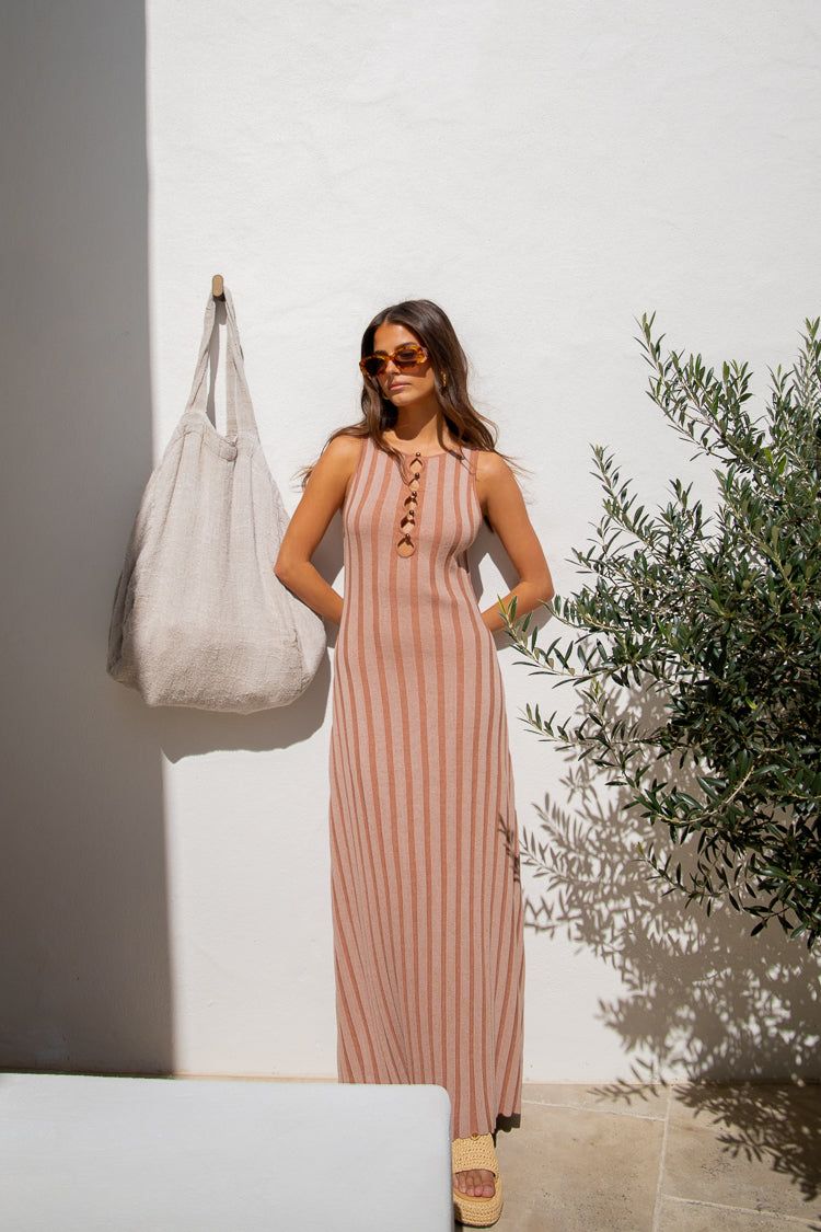 El Mar Knit Maxi Dress Terracotta sold by Verge Girl