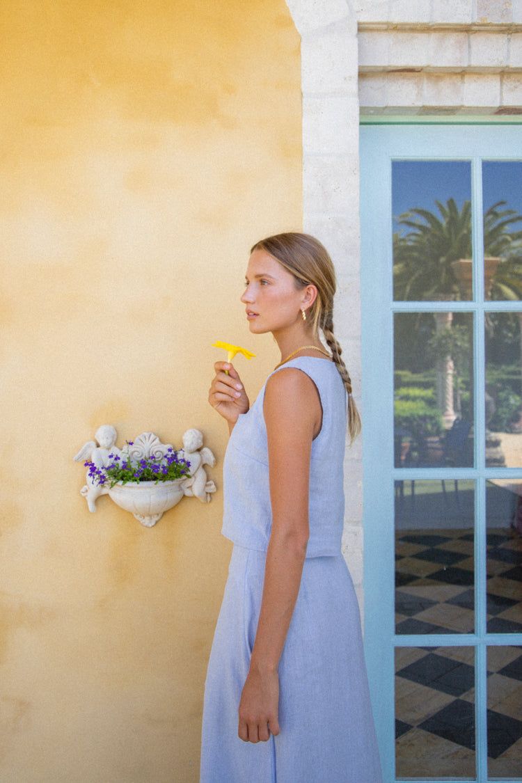 VRG GRL Find Your Paradise Linen Top // Sky sold by Verge Girl product image thumbnail 6