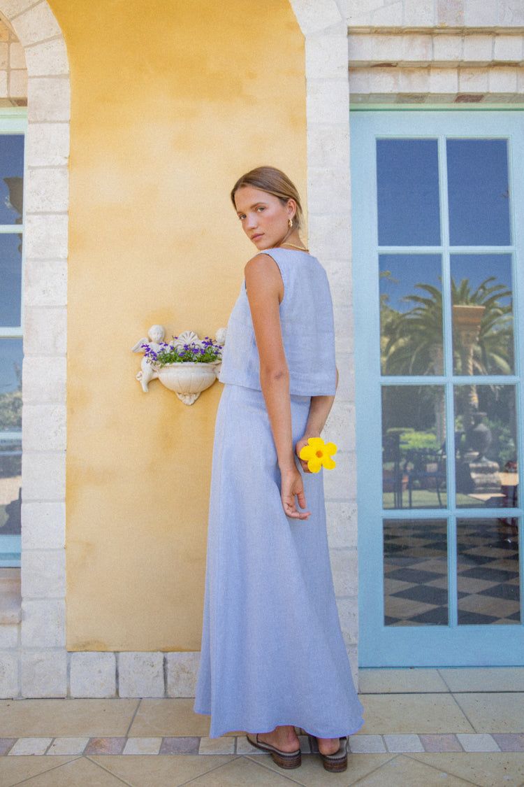 VRG GRL Find Your Paradise Linen Top // Sky sold by Verge Girl product image thumbnail 4