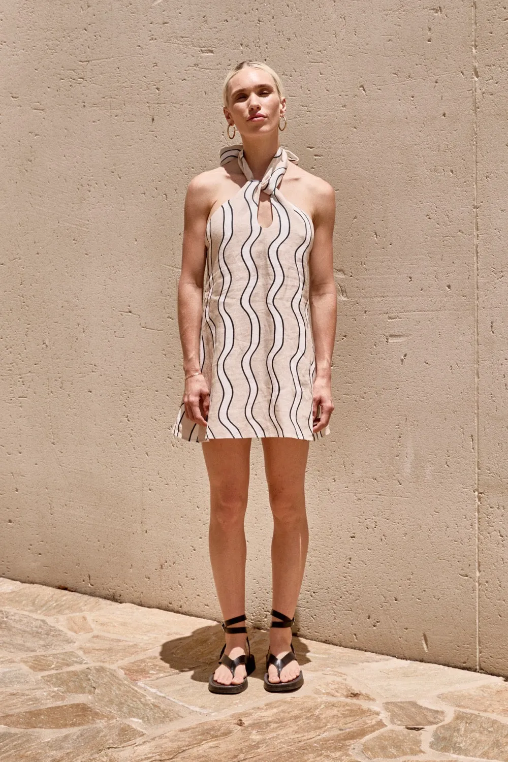Natassia Linen Halter Mini Dress Swirl sold by Verge Girl product image thumbnail 5