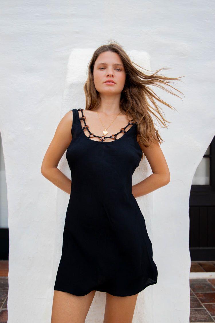 VRG GRL Her Hypnotic Bias Cut Mini Dress // Black sold by Verge Girl