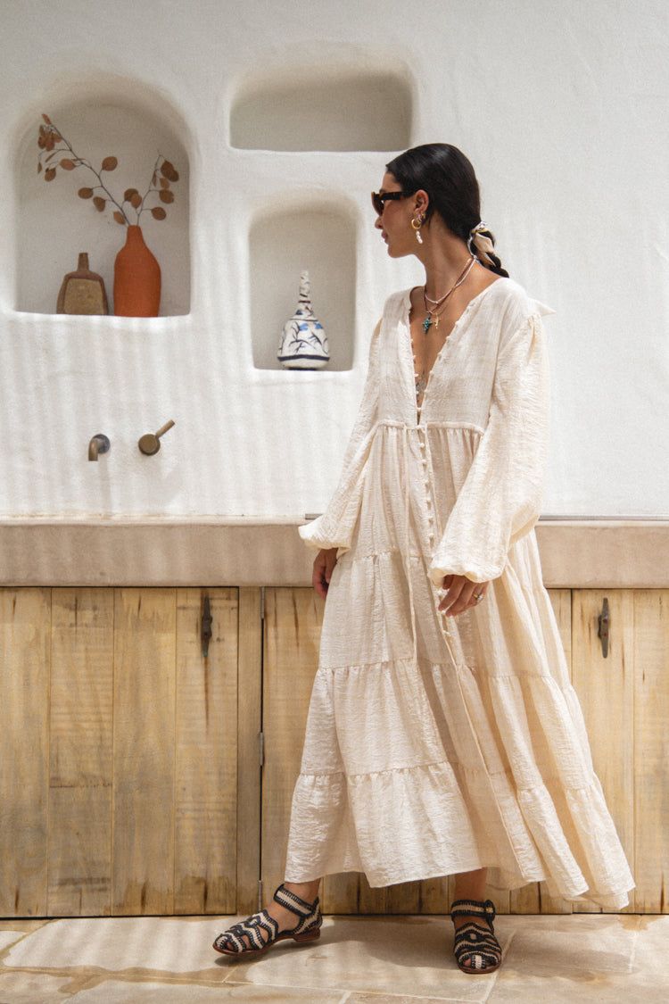 VRG GRL Dreaming Of Travel Midi Dress // Natural sold by Verge Girl product image thumbnail 2