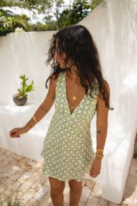 VRG GRL Sun Seeker Bias Cut Linen Mini Dress // Print sold by Verge Girl
