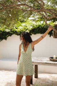 VRG GRL Sun Seeker Bias Cut Linen Mini Dress // Print sold by Verge Girl