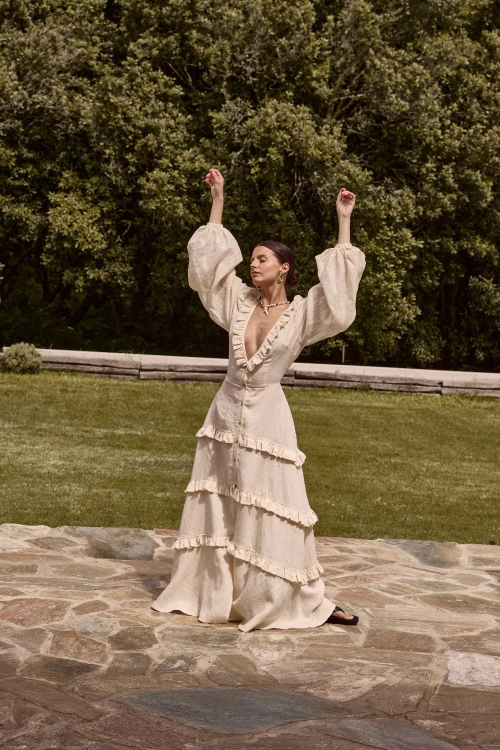Bonita Linen Maxi Dress Cream sold by Verge Girl product image thumbnail 2