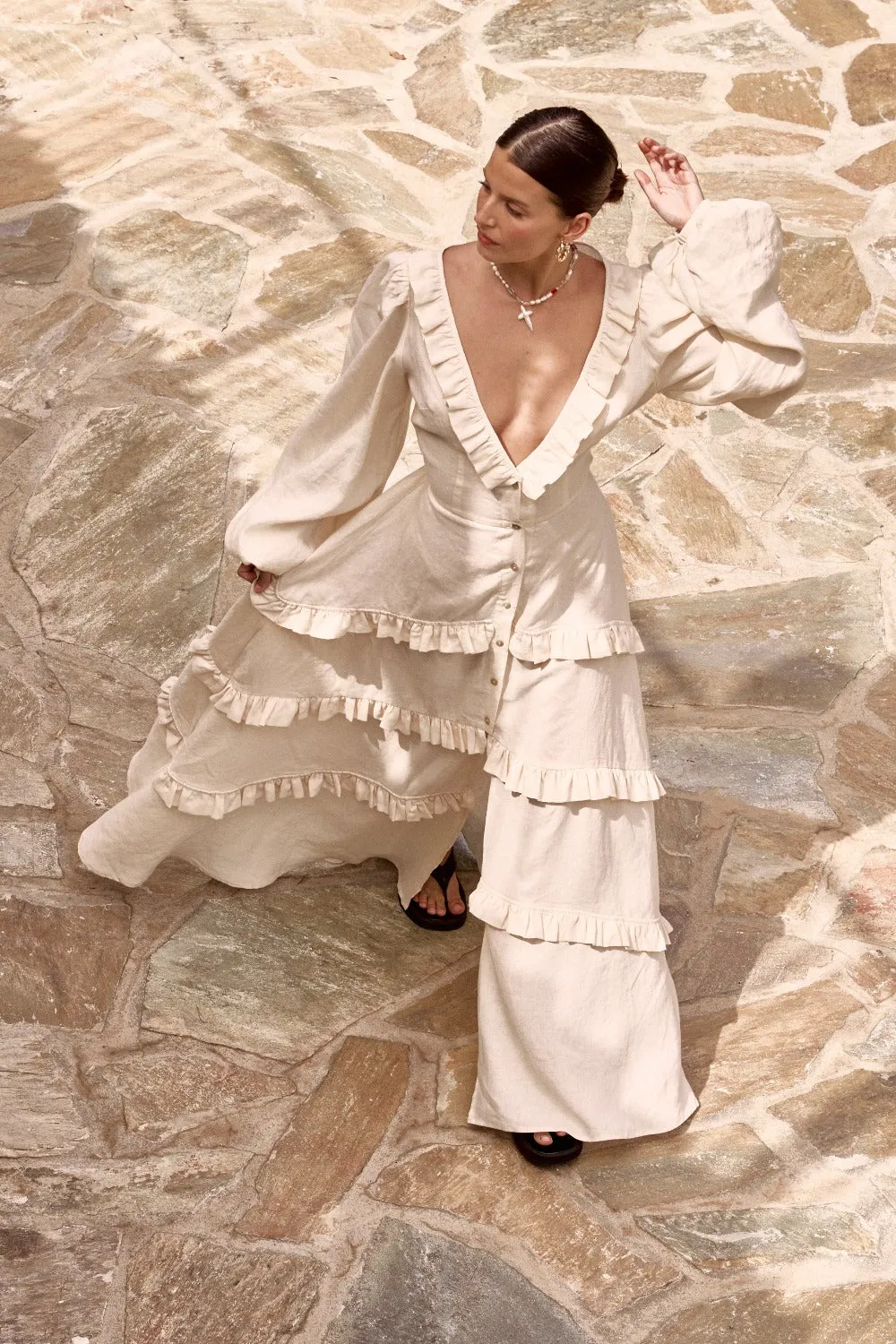 Bonita Linen Maxi Dress Cream sold by Verge Girl product image thumbnail 4
