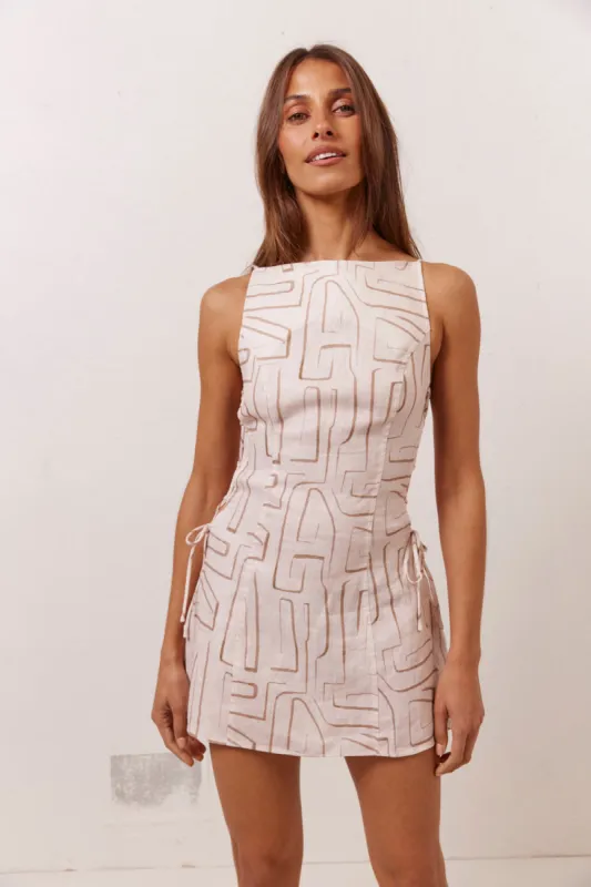 Nova Linen Mini Dress Etch sold by Verge Girl