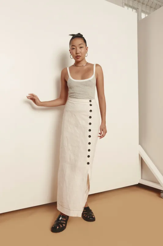 Carla Linen Maxi Skirt White made by Verge Girl