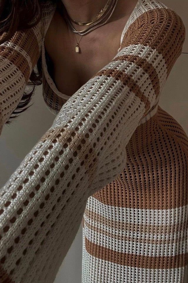 VRG GRL Work Of Art Crochet Maxi Dress // Natural sold by Verge Girl product image thumbnail 6